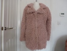 Light pink fluffy shaggy coat UK12 from George