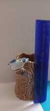 Vintage WADE porcelain BLUE BIRD  on brown tree trunk posy vase
