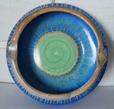 CLASSIC VINTAGE SHELLEY HARMONY ART WARE DRIP GLAZE CIRCULAR BLUE ASHTRAY