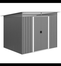 Outsunny Metal Storage Shed, With Tilted Roof and Ventilation 8.5 x 6ft, Grey