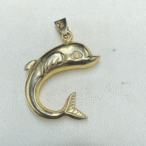 14ct gold dolphin - pendant,