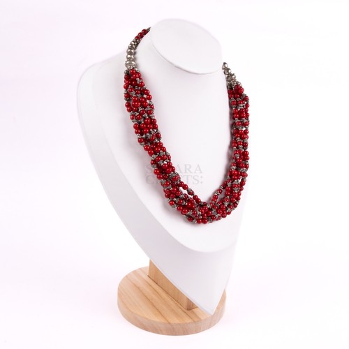 Red coral with - coral, beaded