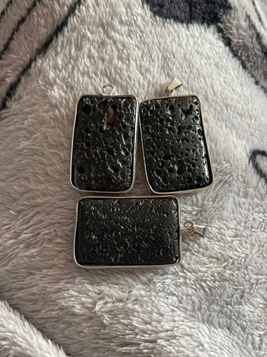 Black lava stone pendant - lava,