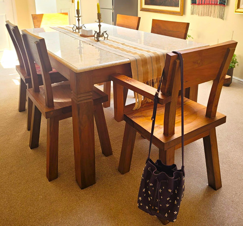 Teak wood with marble top - teak,