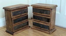 Pair Rustic Wooden Mini Tabletop Drawer Cabinet Jewellery Storage Box 