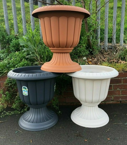 Plastic round garden urn plant - plastic,