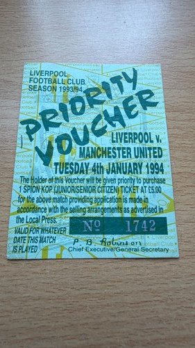 Ticket 1993 liverpool v - ticket,