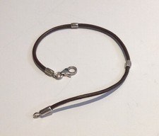 Lovelinks Petite Brown Leather/Silver Bracelet Lobster Clasp 19cm