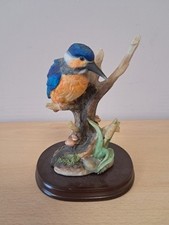 Vintage Leonardo Collection Kingfisher on a Branch with Flowers