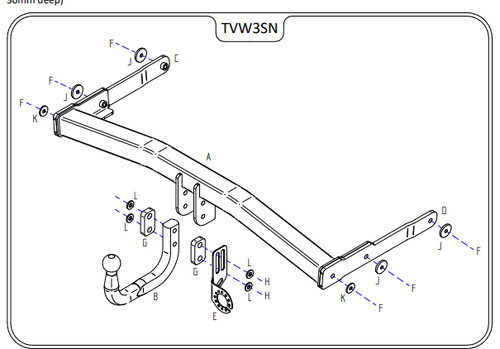 Tiguan tow bar 2008 2016 - tow, to