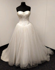 Pure Bridal by Romantica Beaded Strapless Wedding Dress Gown UK Size 12 Diamante