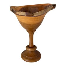 Vintage Wooden Yew Carved Wine Goblet Cup Chalice Small Size