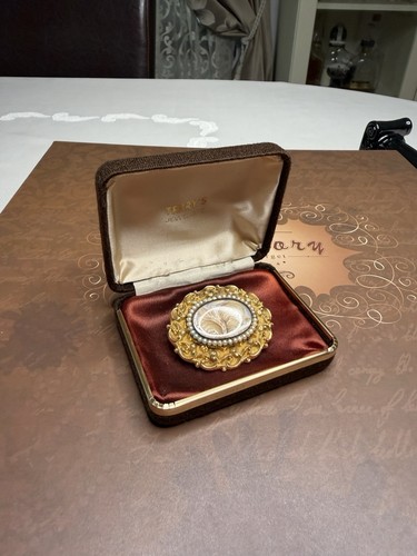 Victorian gold mourning brooch - victorian,