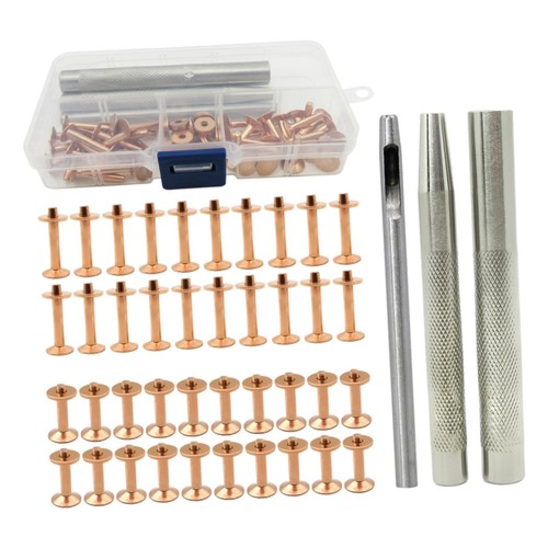 Leather rivet kit - leather, brass