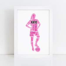Personalised Girls Football Player Framed Print Gift Word Wall Art Picture Gifts