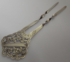 BEAUTIFUL CLEAN DECORATIVE ENGLISH ANTIQUE 1904 STERLING SILVER HAIR SLIDE COMB