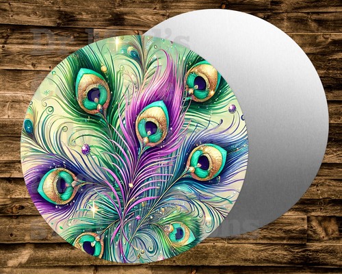 Peacock feathers round - peacock,