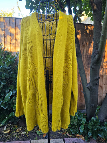 Women mustard cable knit - mustard, cable-knit