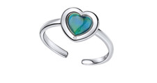 Sterling Silver D for Diamond Heart Shape Mood Stone Ring with Diamond