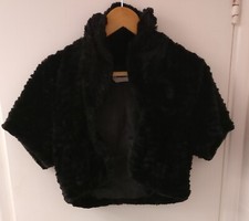 Sophie Gray Collection Black Faux Fur Shrug Style Jacket Size S/M