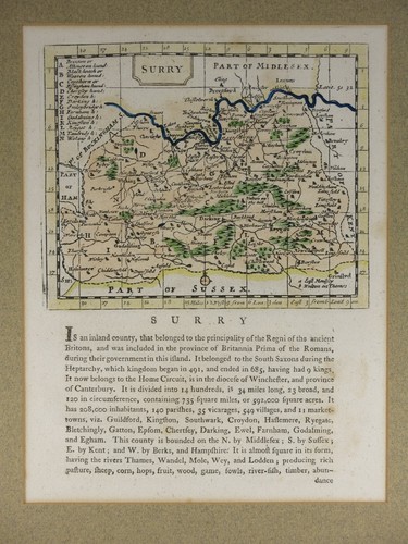 Antique map surry surrey - surry,