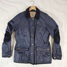 Jack Wills Wax Jacket Navy Womens Size UK 10 Detachable Fleece Gilet Lining