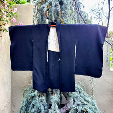 Vintage Black Wool Kimono