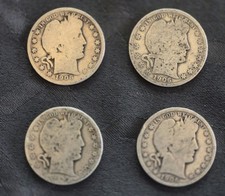 4 Barber US Silver Half