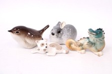 4x Vintage LOMONOSOV Porcelain Dog Bird Rabbit Dragon Animal FIGURINES - E30