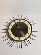 Vintage Roxhall Metal Wall Clock Sputnik Starburst Style Germany 9" PARTS/REPAIR