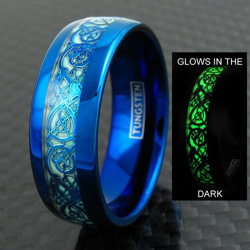 8mm blue tungsten men ring - tungsten,