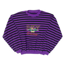 Striped Skydiving Mens Sweatshirt Purple Crew Neck S