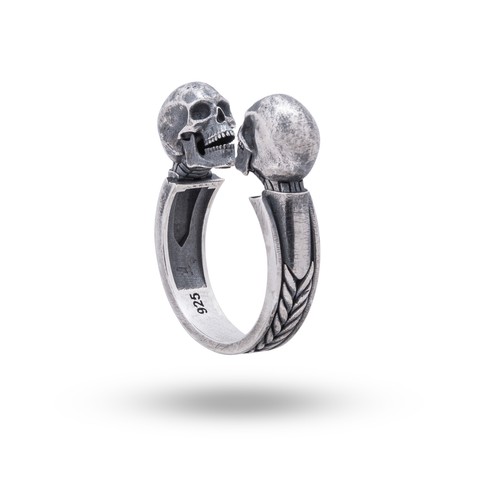 Gothic open jaw twin skull - jaw,