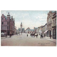 ANNAN High Street and Town Hall Postcard, Postmark Annan 1905