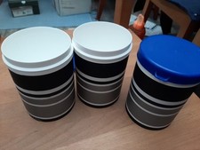 Plastic containers / tubs with lids, round, 8cm dia, 11cm height X 3 Kitchen