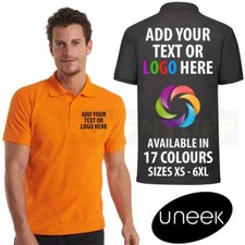 Personalised UNEEK Polo Shirt Custom Printed Logo Unisex Work Wear Uniform UC101