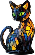 Vintage Stained Glass Cat