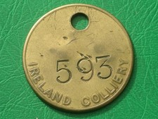 Ireland colliery North Derbyshire pit check miners coal mining lamp token tally