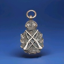 Vintage White Metal Shooting Rifle Medal Fob C.E.R.C 1934-35
