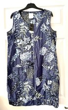 Ladies Linen Mix Floral Blue