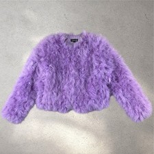 Lamarque Deora Feather Jacket Size M Lilac Purple