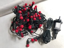 VINTAGE 100 Red Cherry Static Lights Christmas Fairy Lights Wall Plug