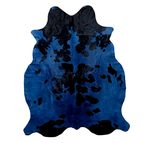 Real cowhide rug dyed blue - cowhide,