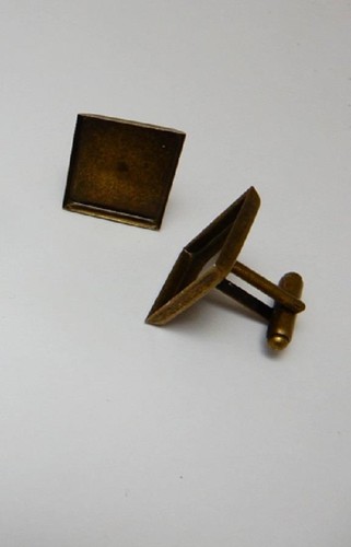 Pair square bronze plated - pair,