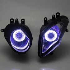 White Angel Blue Devil Eyes Headlight High/Low Beam Lamp For BMW S1000RR 2009-14