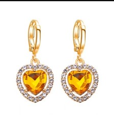 Heart Shape Drop Earrings Gold