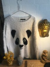 Heart and soul white fluffy Nylon mix panda design jumper size 14