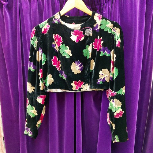 1930s floral silk velvet