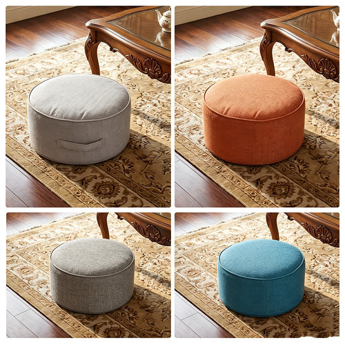 Round stool linen - round, bean