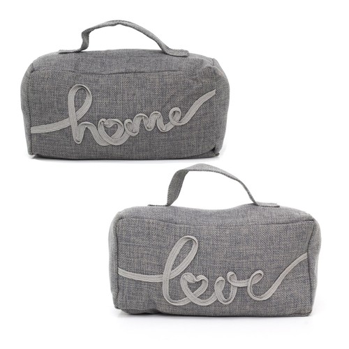 Grey fabric door stop - door,